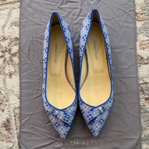 Sarah Flint Blue Floral Pointed-Toe Flats